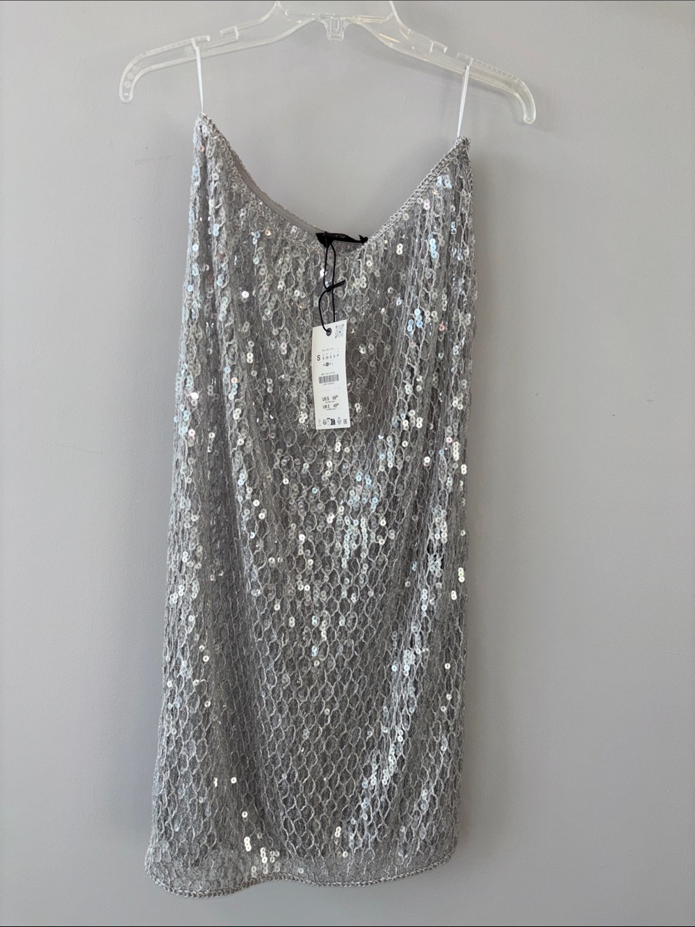 Zara Silver See through sequin skirt